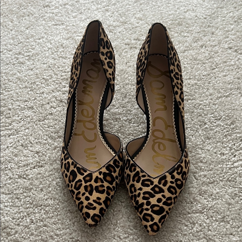 Sam Edelman Tan and Black Leopard Heels